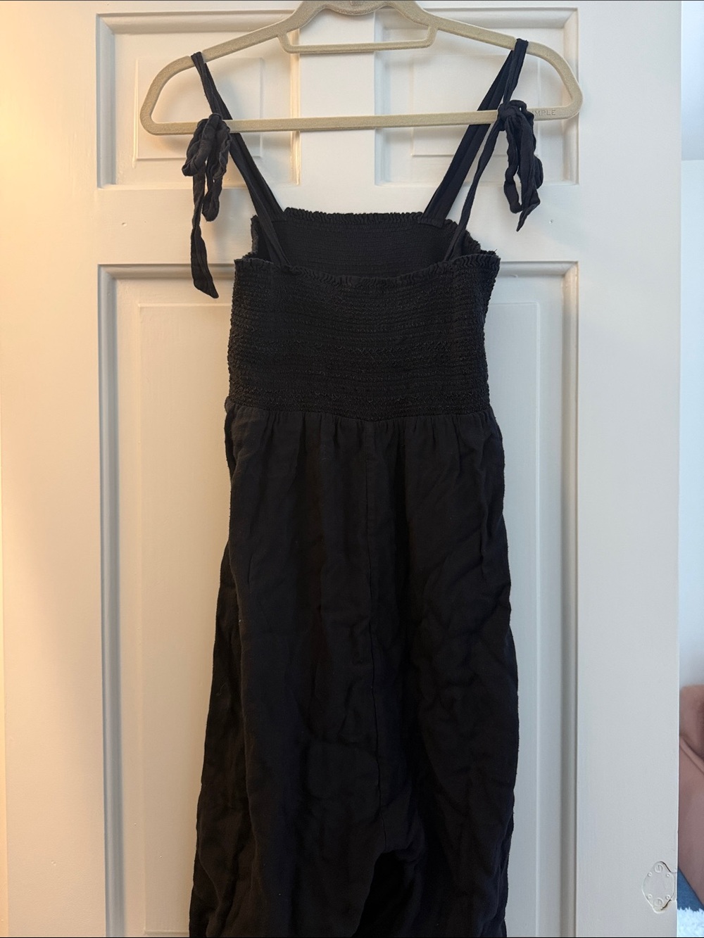 Maternity Black Smocked Bodice Tie-Strap Jumpsuit